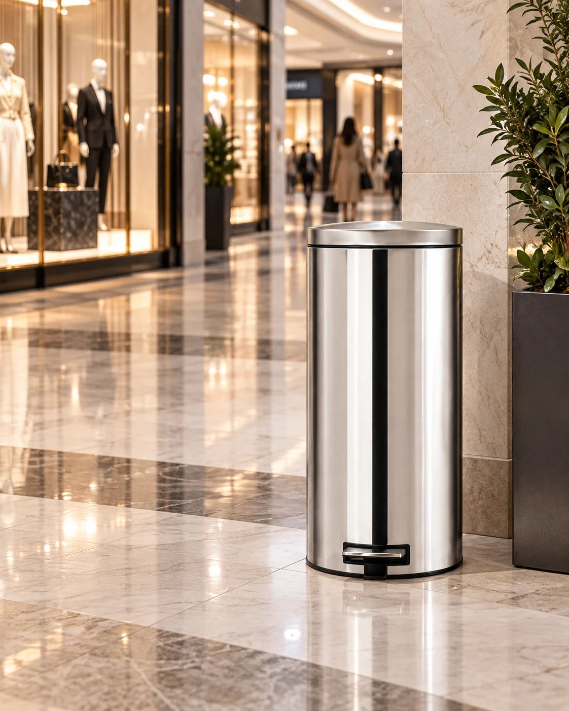 High Class Pedal Bin 30L in a luxury shopping mall