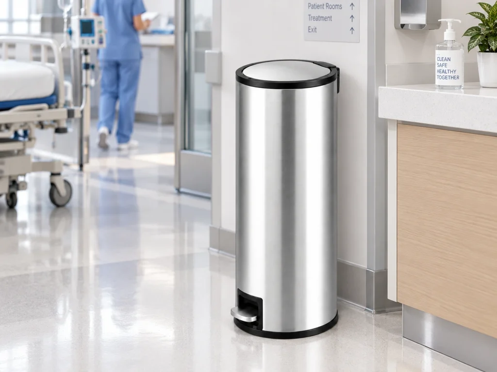 AKA Hilo Pedal Bin 30L in a modern hospital